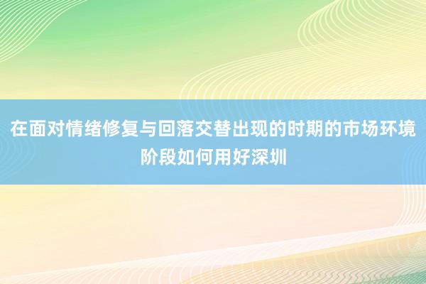 在面对情绪修复与回落交替出现的时期的市场环境阶段如何用好深圳