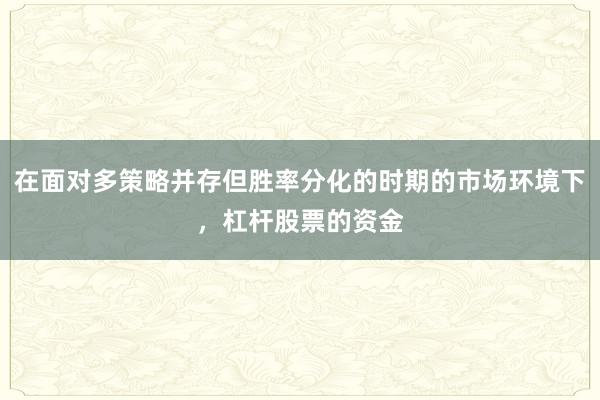 在面对多策略并存但胜率分化的时期的市场环境下，杠杆股票的资金
